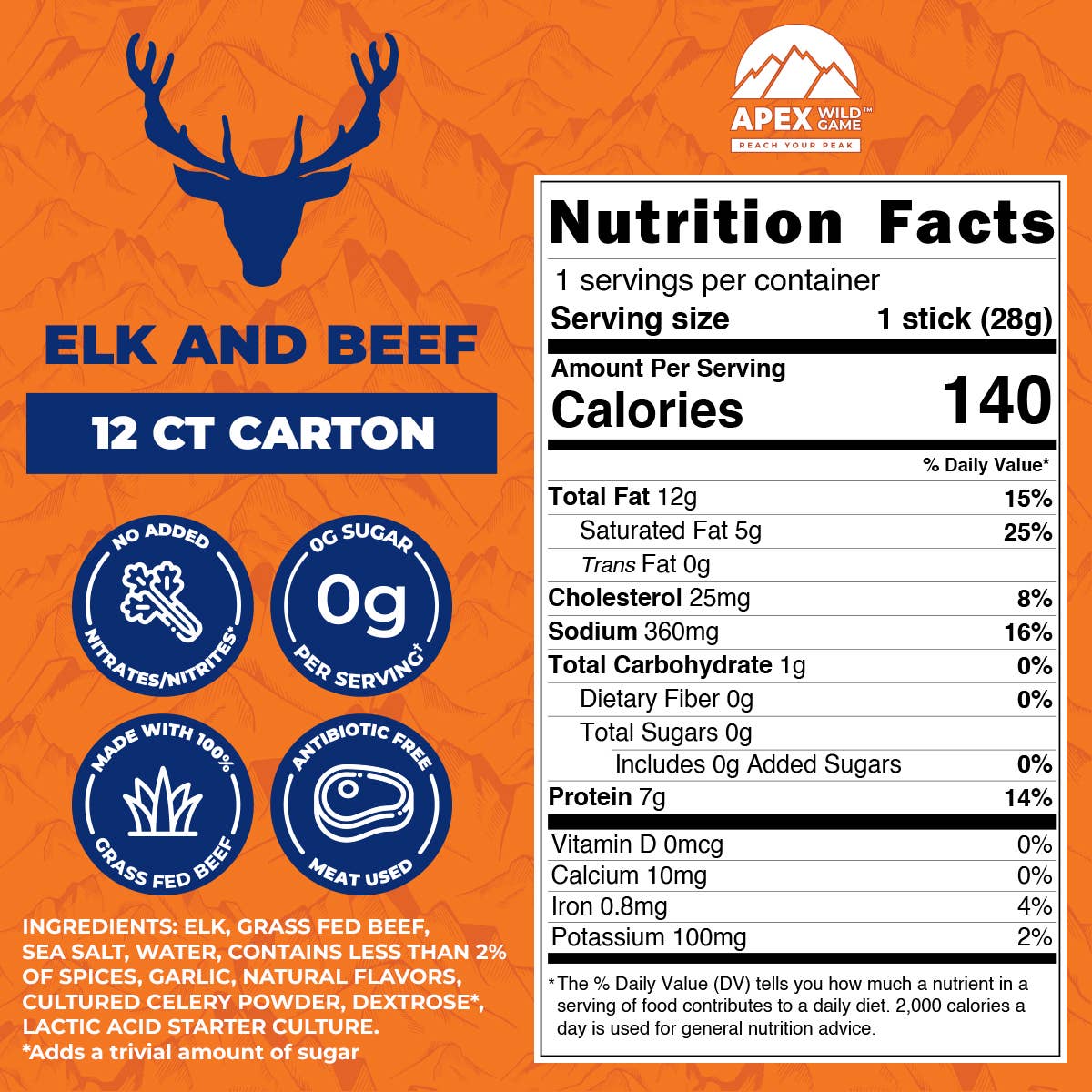 Elk & Grass Fed Beef Snack Sticks