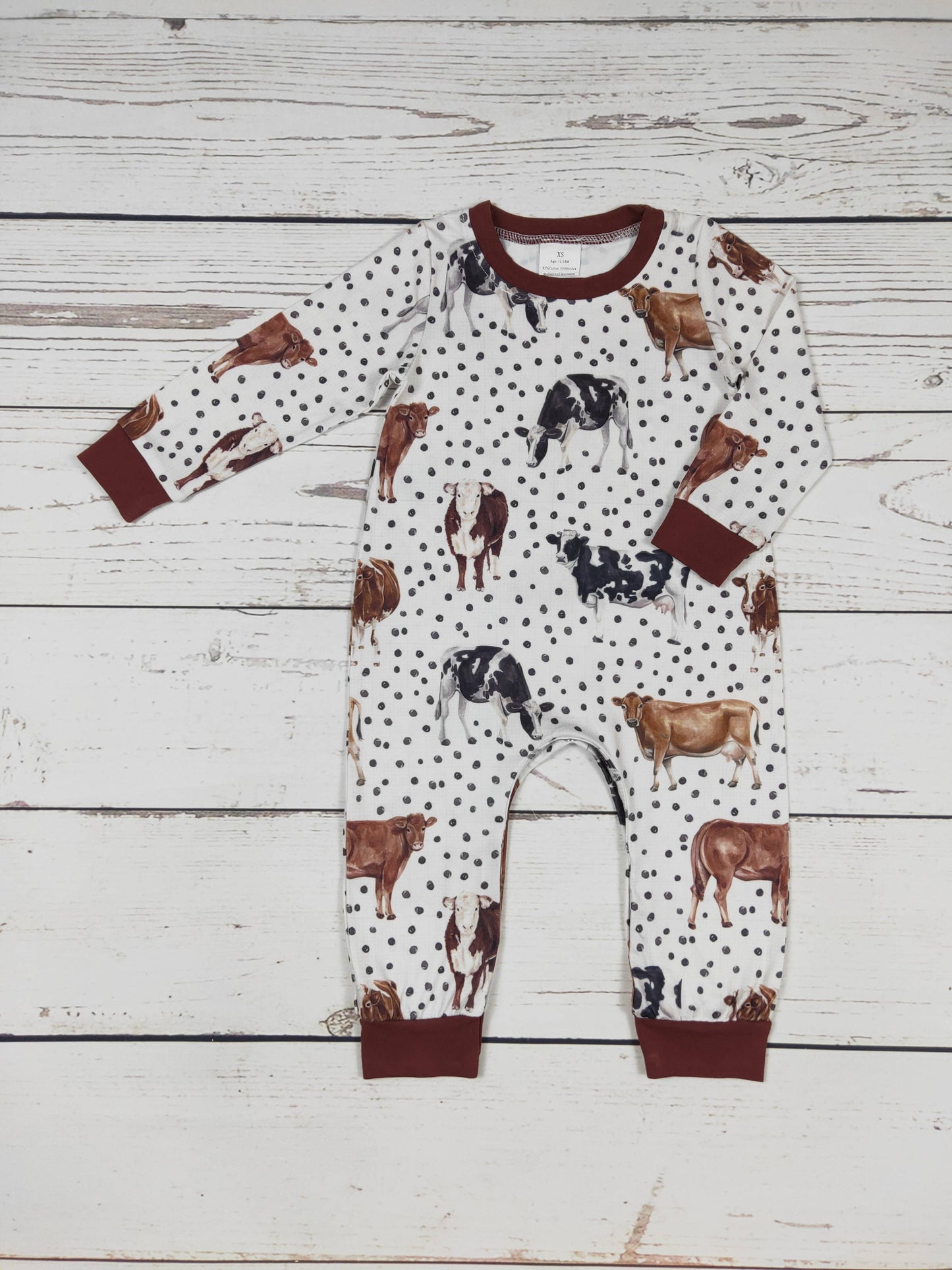 Baby Boy Cows Print Romper