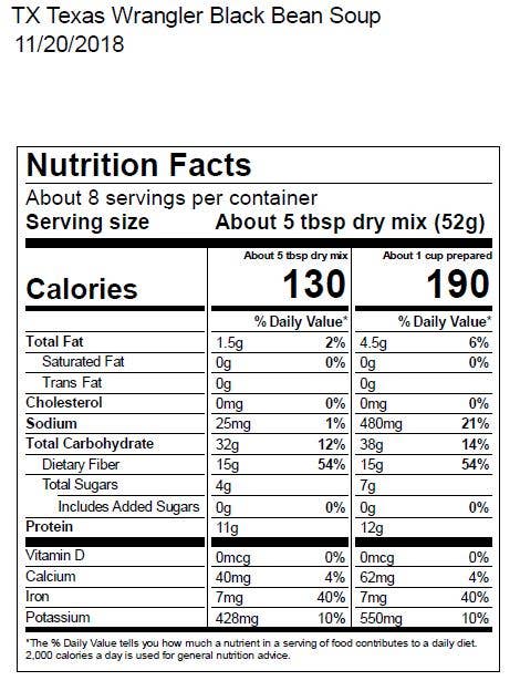 Texas Wrangler Black Bean Soup Mix