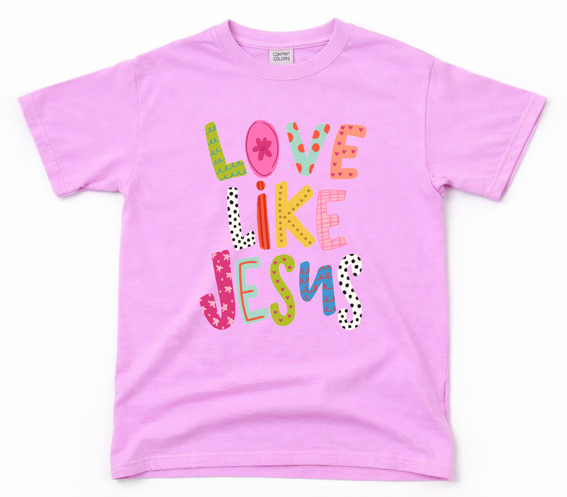 Love Like Jesus Neon Violet Tee