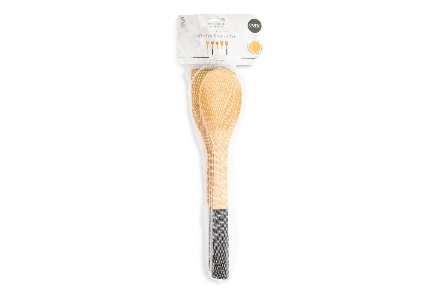 5pc Colorful Bamboo Utensil Set - Grayscale