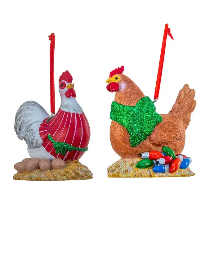 3" Resin Chicken On Nest Ornament