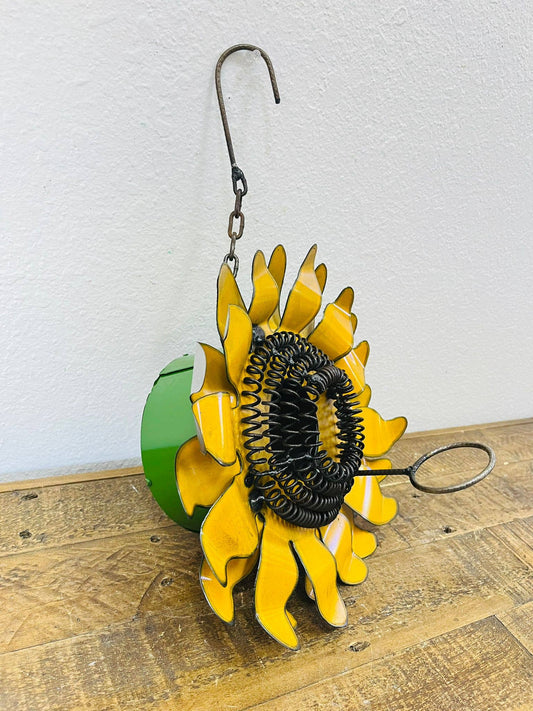 Sunflower Birdhouse, Metal Yard Decor