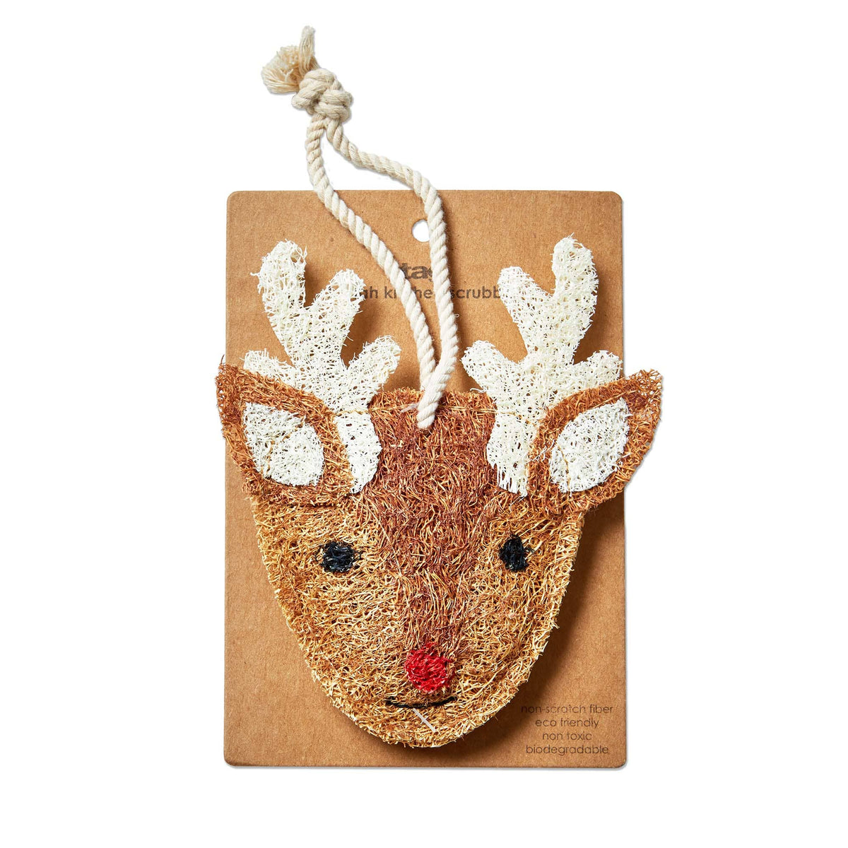 Reindeer Loofah Scrubber Brown Multi Christmas