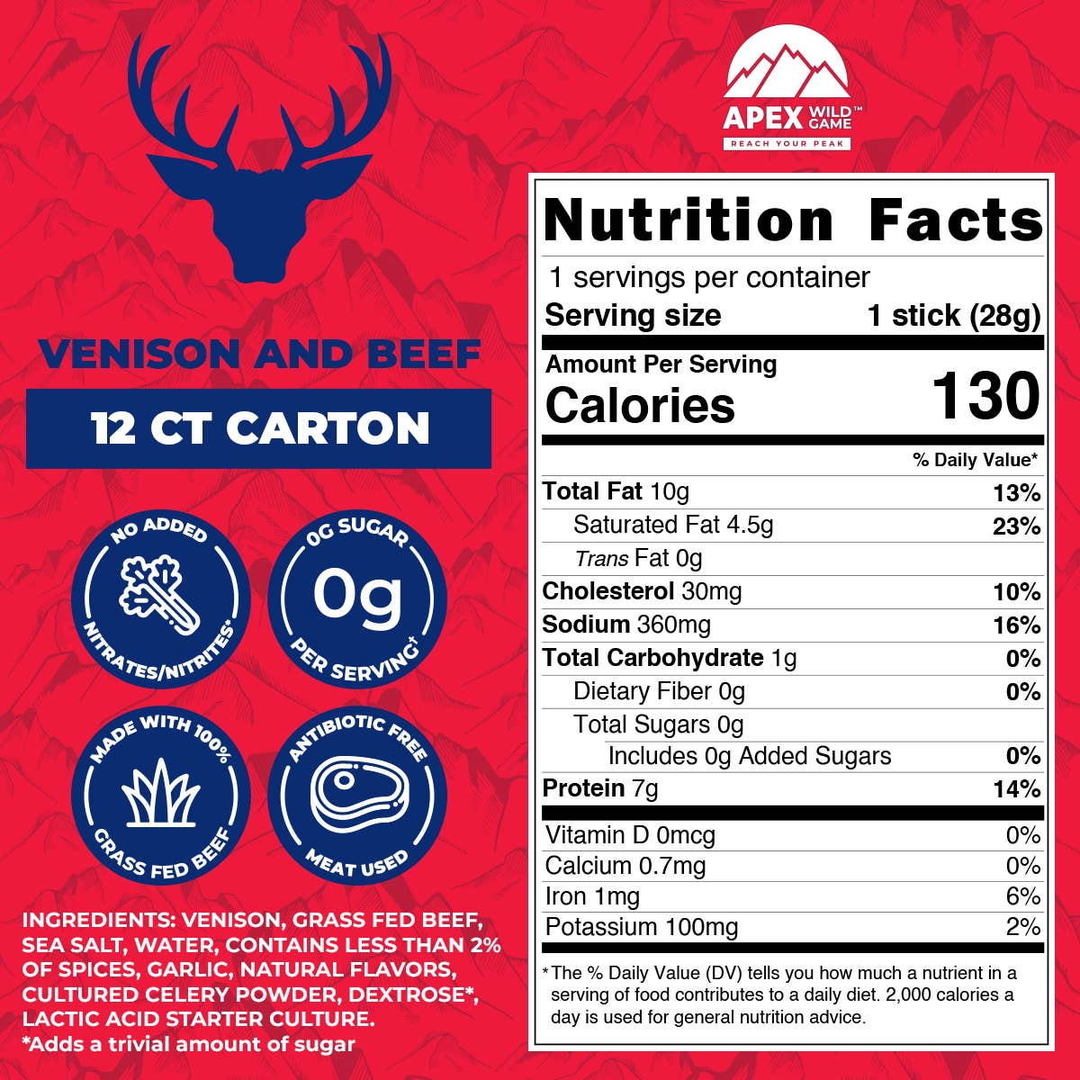 Venison & Grass Fed Beef Snack Sticks -