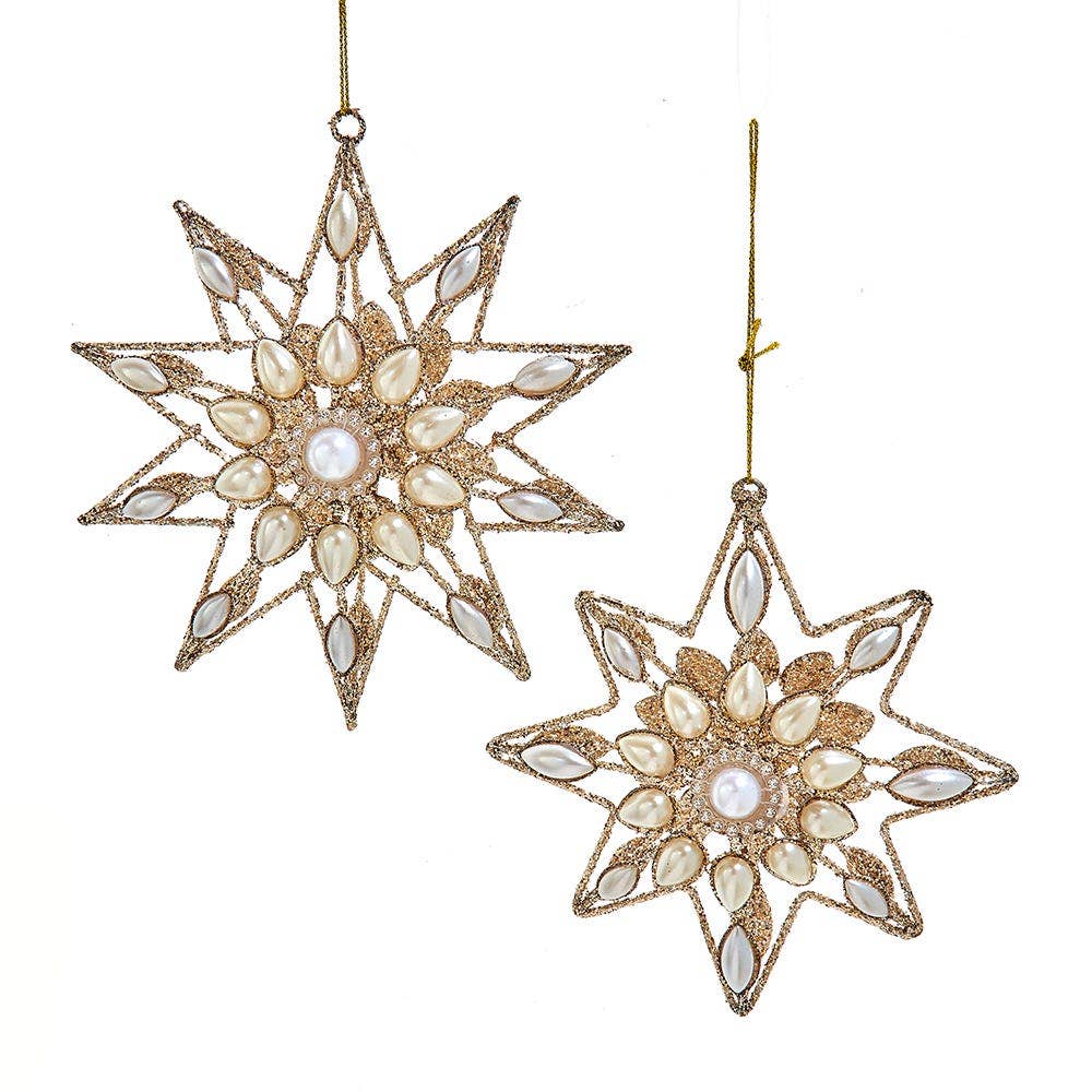 Platinum Snowflake With Pearls Ornament