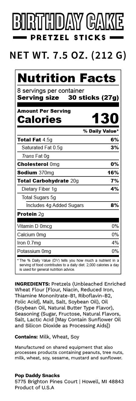 Birthday Cake Seasoned Pretzels 7.5oz