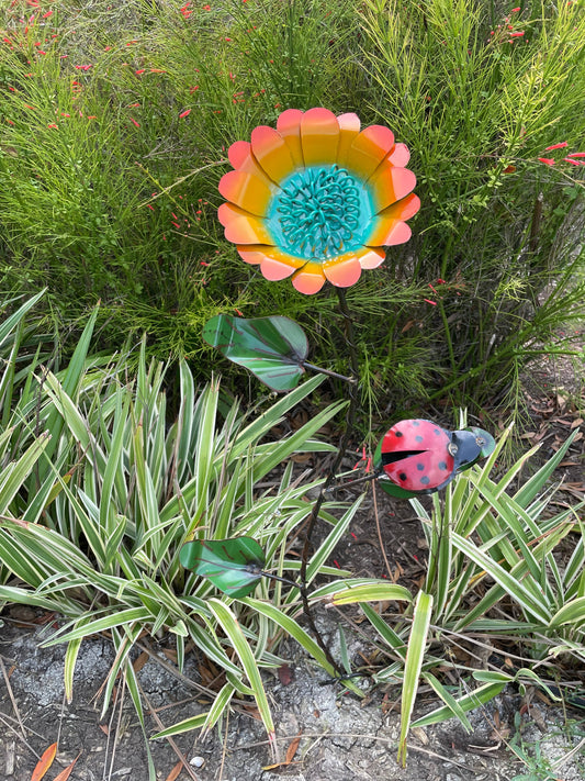 Serenity Flower Garden Stake-Colorful Metal-16Wx36H in