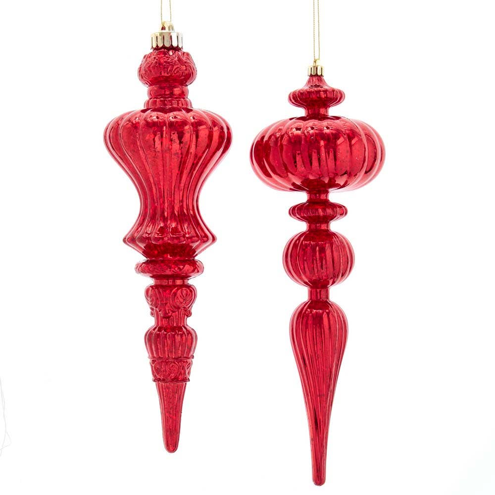 12"RED DISTRESSED FINISH FINIAL 2A