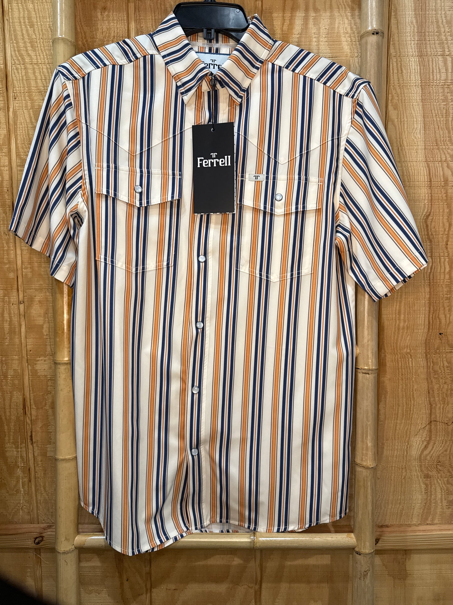 Orange an blue mens shirt