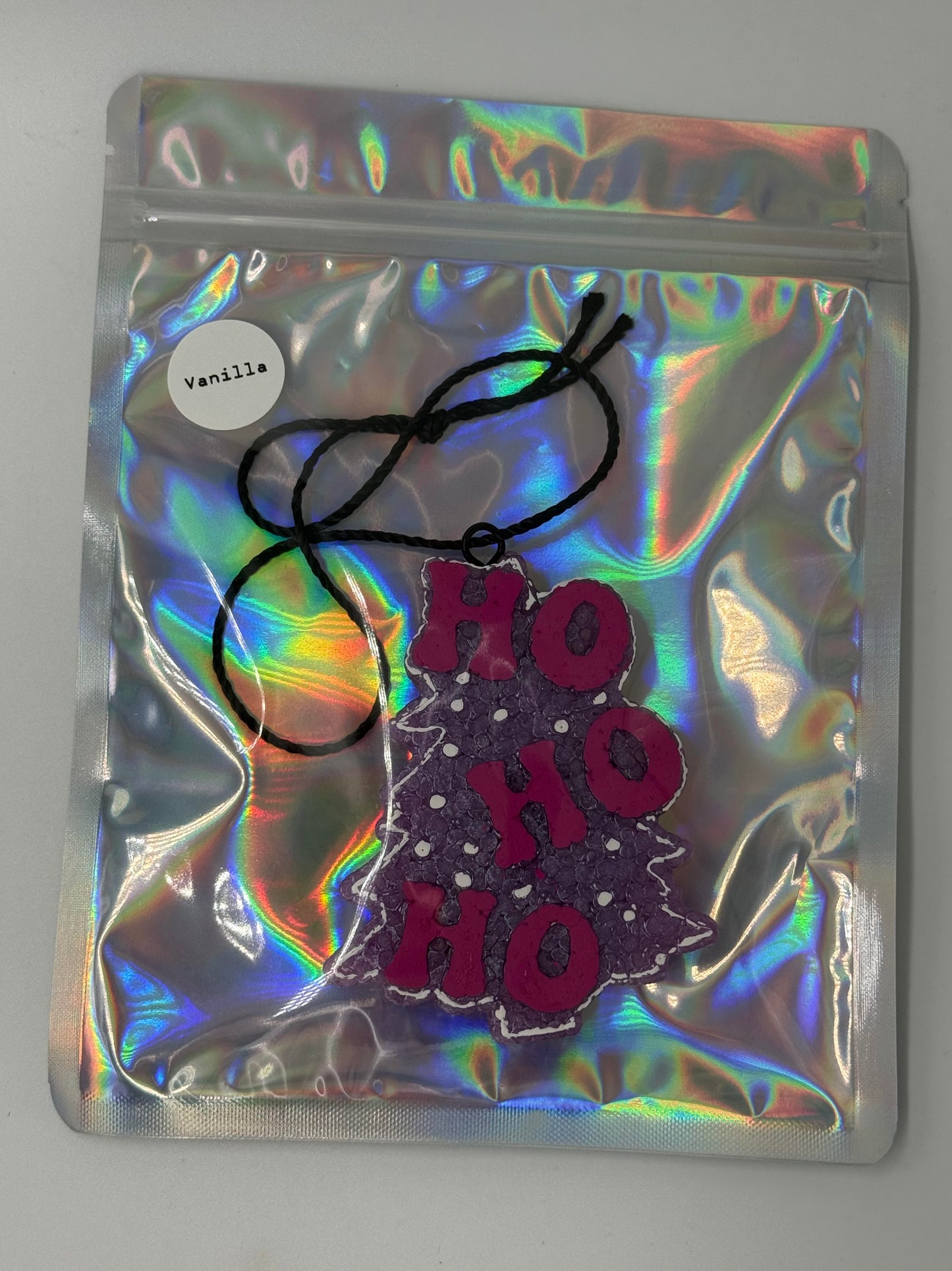 Ho Ho Ho Pink Christmas Tree Car Freshie- Vanilla Scent