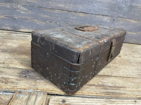 Vintage Metal Tool box-#10-Storage-6x13x4H inches-Rustic