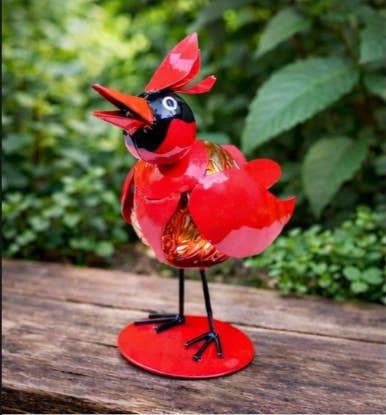 34-178- Metal & Blown Glass Cardinal
