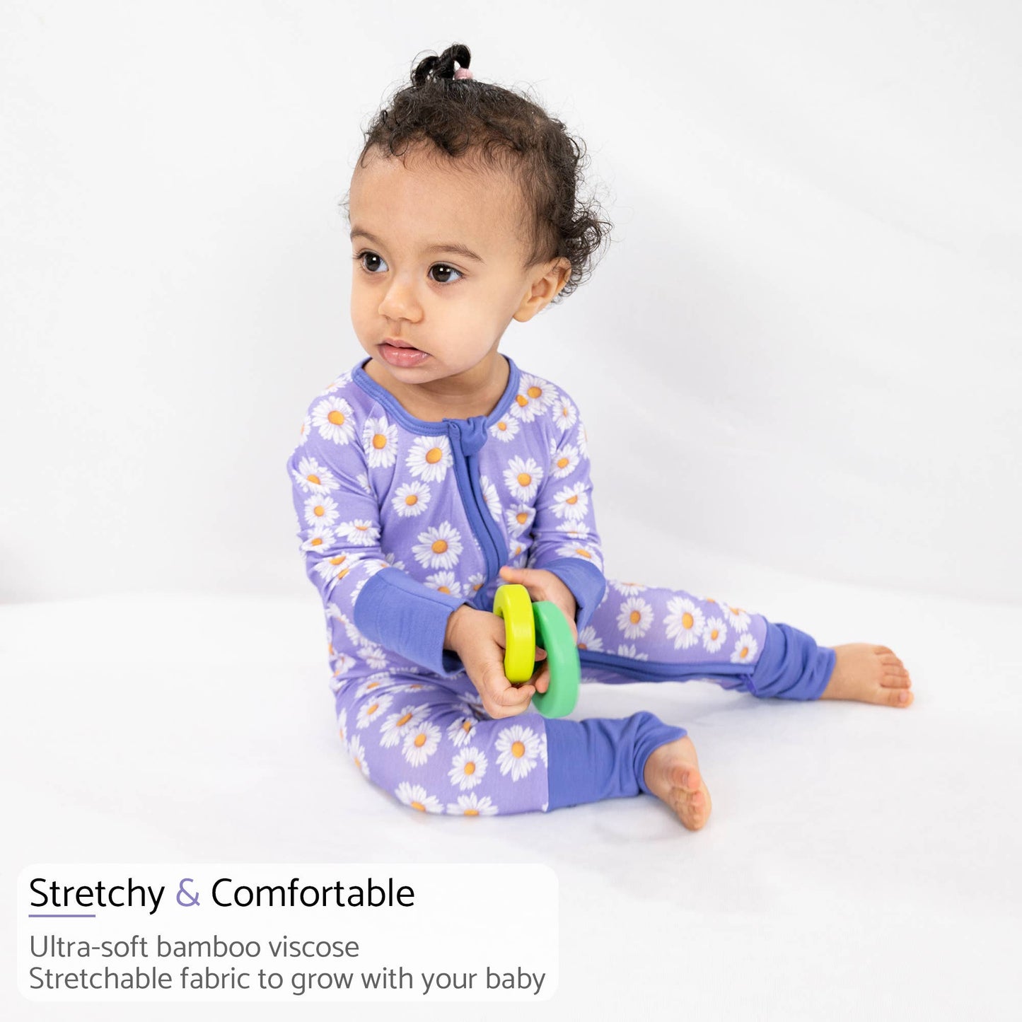 Bamboo Baby Convertible Zipper Pajamas - Daisy Floral