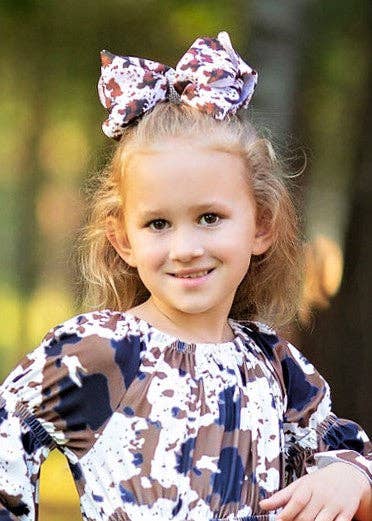 Cowhide Print Texas Size Rhinestone Center Big Bow