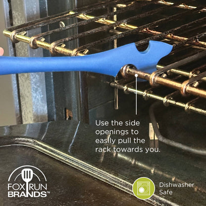 Fox Run Silicone Oven Rack Puller and Pusher, Navy, 10"