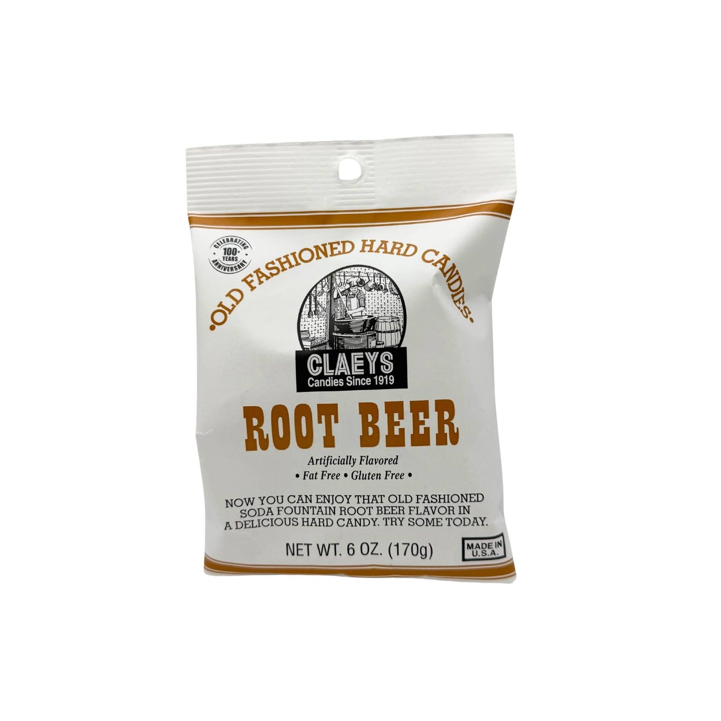 Claeys Old Fashioned Hard Candy Root Beer Drop 6oz Bag,