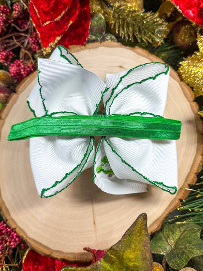 Christmas Tree Moonstitch Bow Headband: Christmas 2025