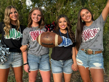 Pennant Game Day in White Ink with Glitter Puff Tee
