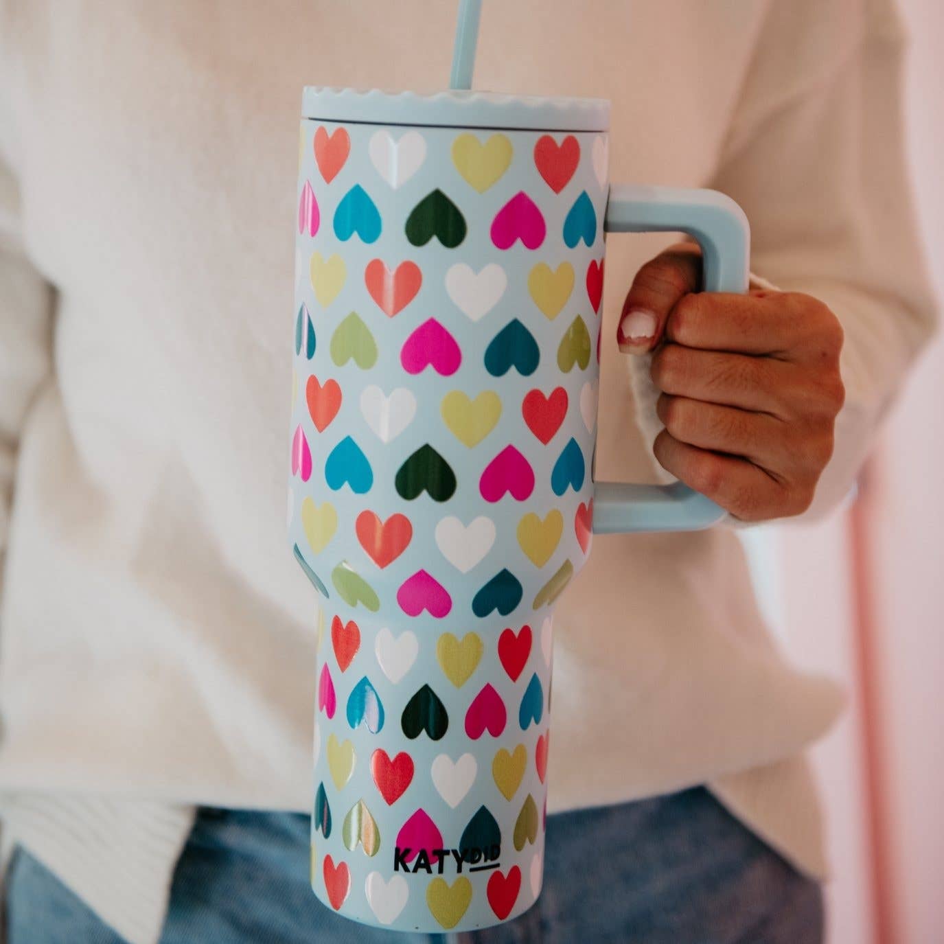 Multicolored Hearts Mint Valentine's Tumbler Cup