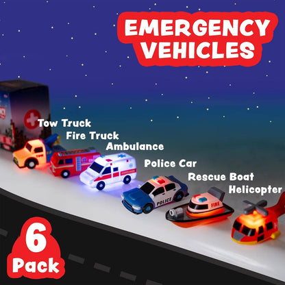Tub Works® Emergency™ Cars Light Up Bath Toys, 6 Pack