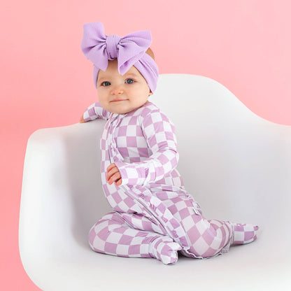 Myla Purple Checks RUFFLE ZIP Bamboo Sleepies Little Outfit