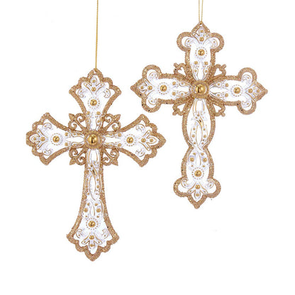 6.25"GOLD/SILVER CROSS ORNAMENT