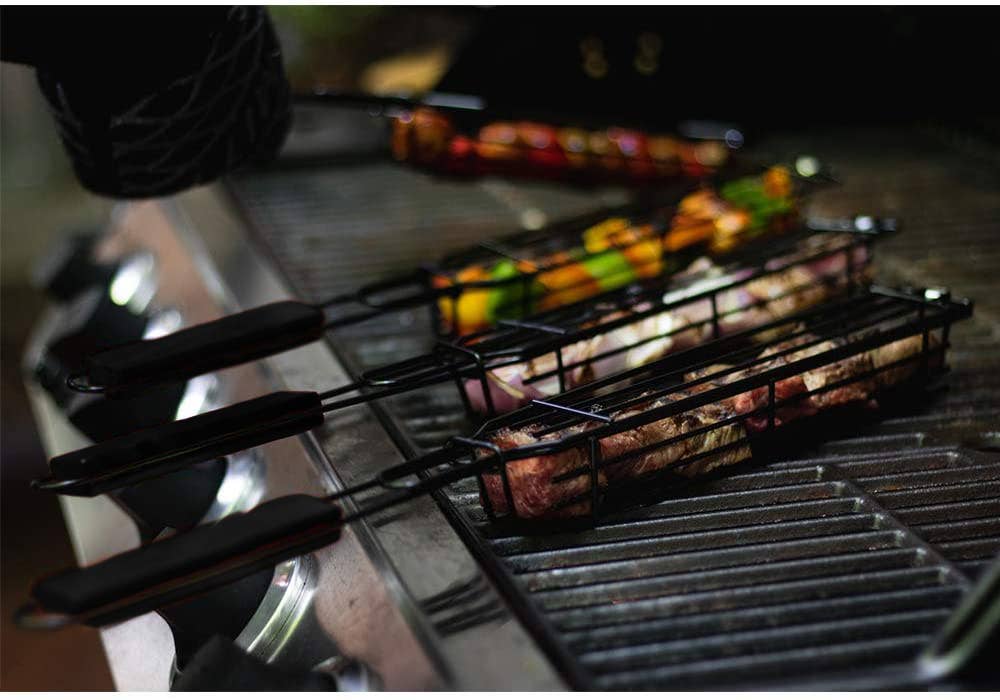 Outset Non-Stick Kabob Grill Basket, Set 4,19.5" x 2" x 1.5"