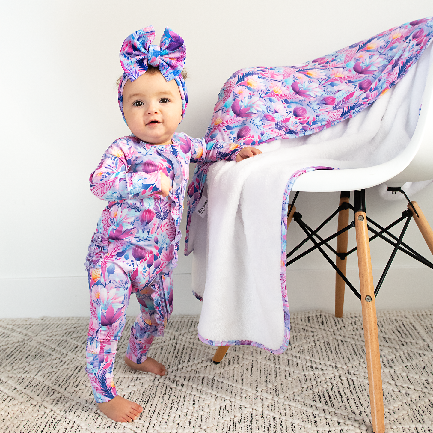 Ayla Floral Ruffle Zip Bamboo Baby Outfit Sleepies Little