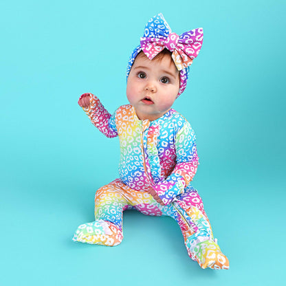 Summer Leopard RUFFLE ZIP Bamboo Sleepies Little Baby