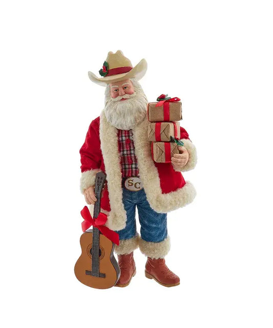 11" Westrn Santa W/Guitar+Gift Boxes