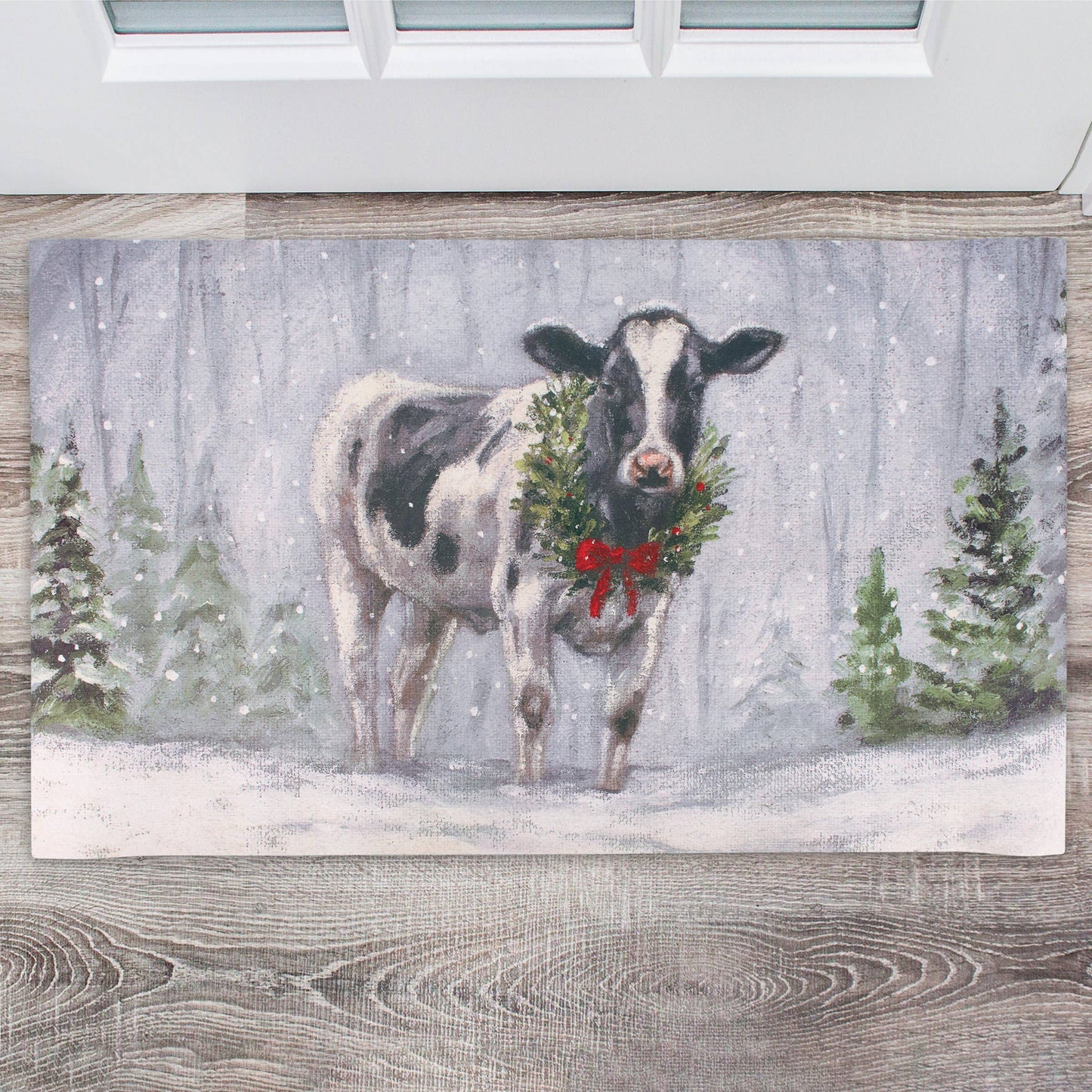 Snowy Cow Rug