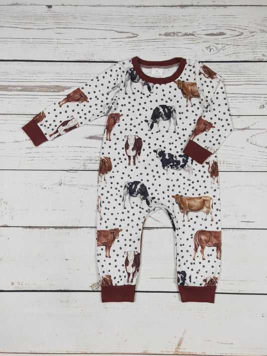 Baby Boy Cows Print Romper