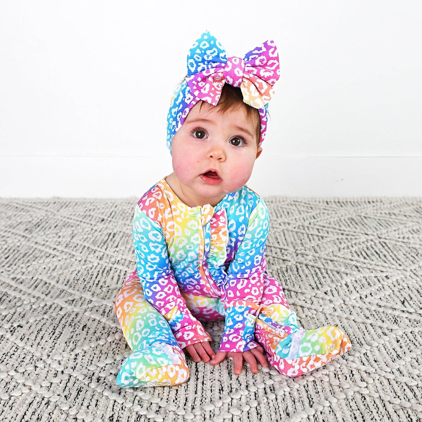 Summer Leopard RUFFLE ZIP Bamboo Sleepies Little Baby