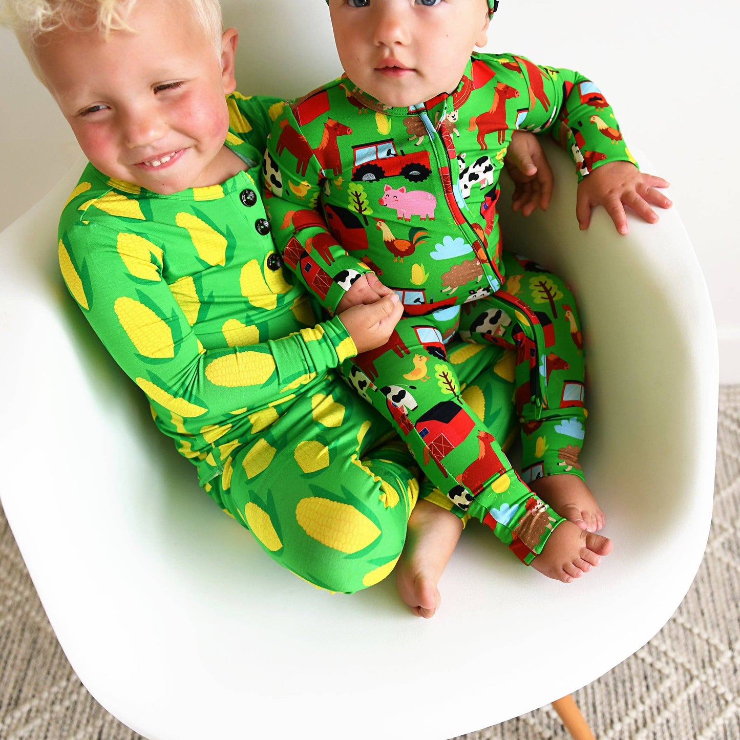 Tanner Zip Bamboo Baby Farm Animal Going Home Outfit