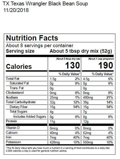 Texas Wrangler Black Bean Soup Mix