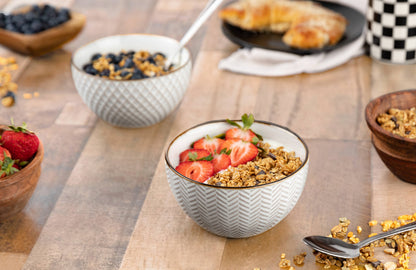 Kook Ceramic Cereal Bowls, 22 oz, Set of 4,