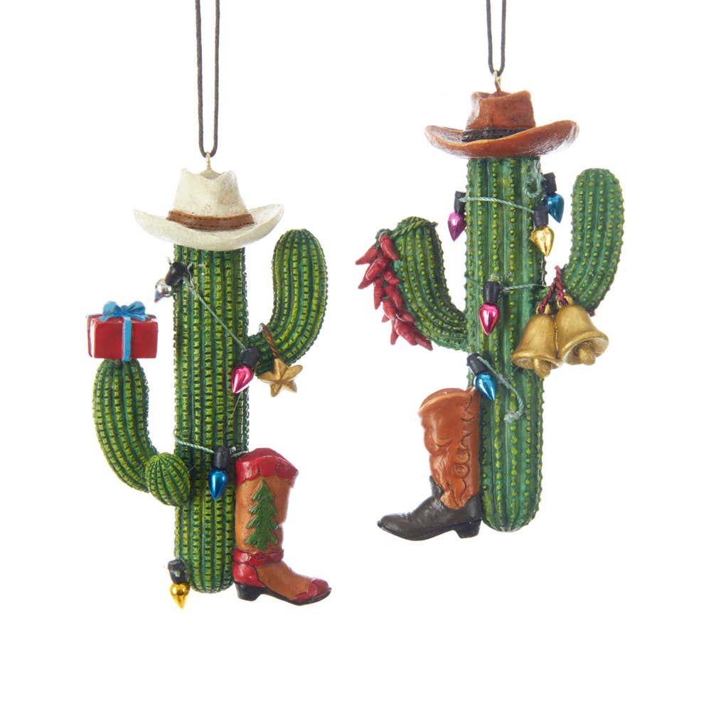 4"WESTERN CACTUS W/BOOT+HAT ORNAMENT