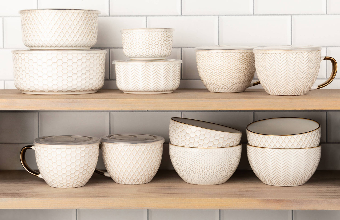 Kook Ceramic Cereal Bowls, 22 oz, Set of 4,