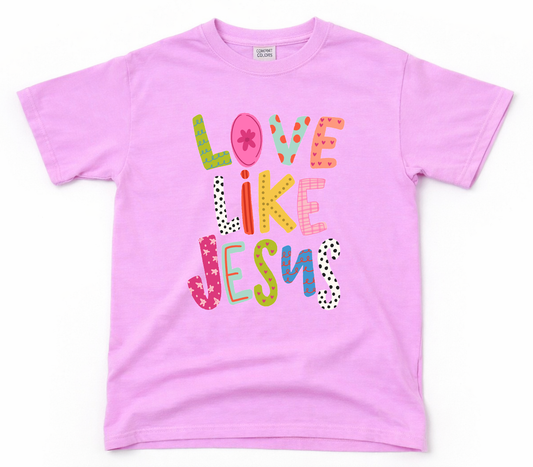 Love Like Jesus Neon Violet Tee