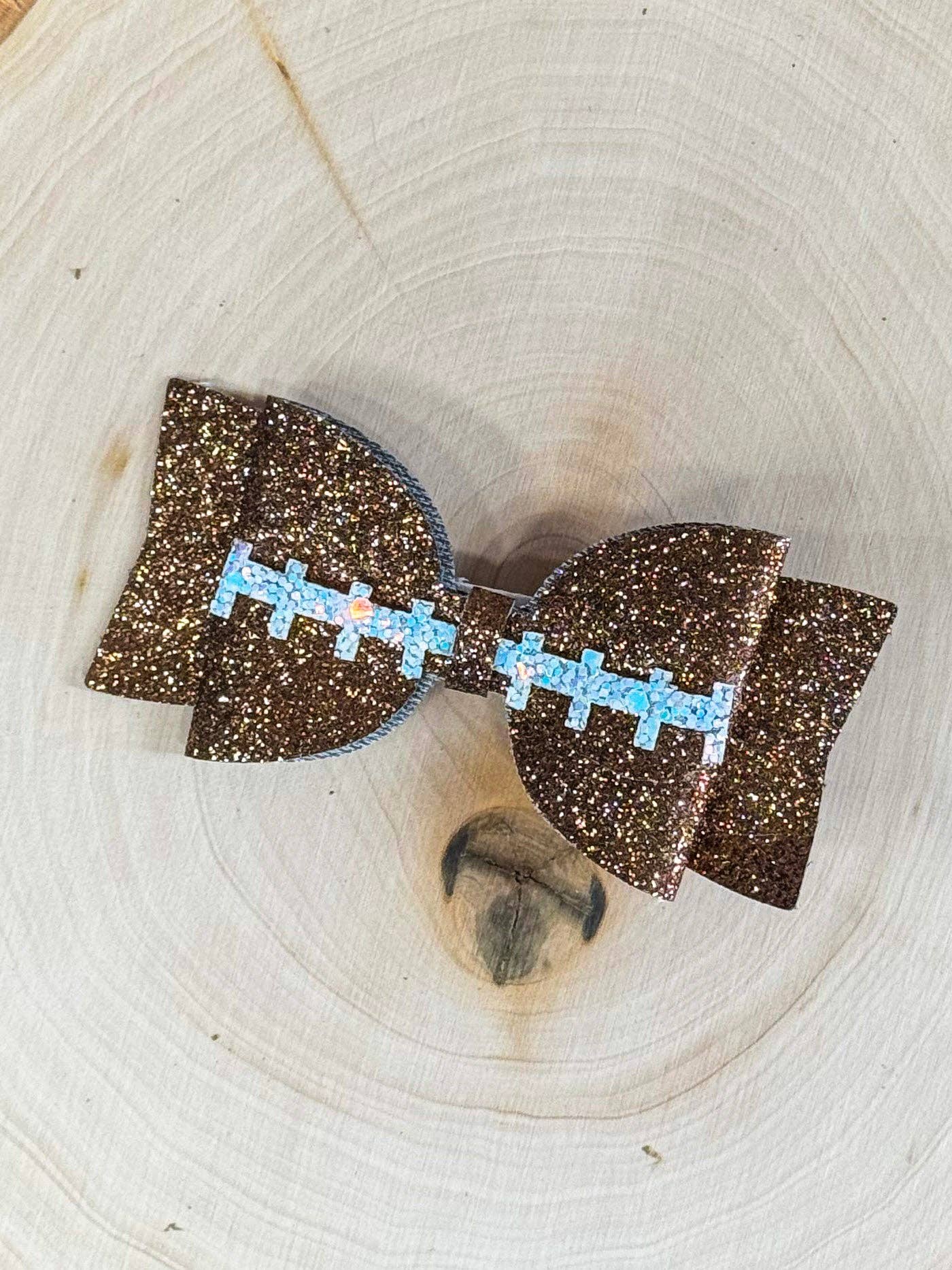 Football Glitter Bow Clippie: Fall 2025 Game Day