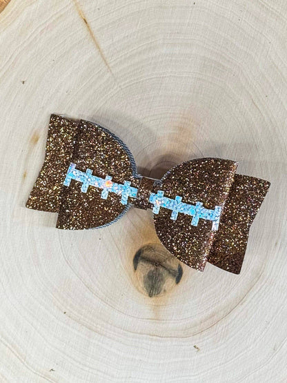 Football Glitter Bow Clippie: Fall 2025 Game Day