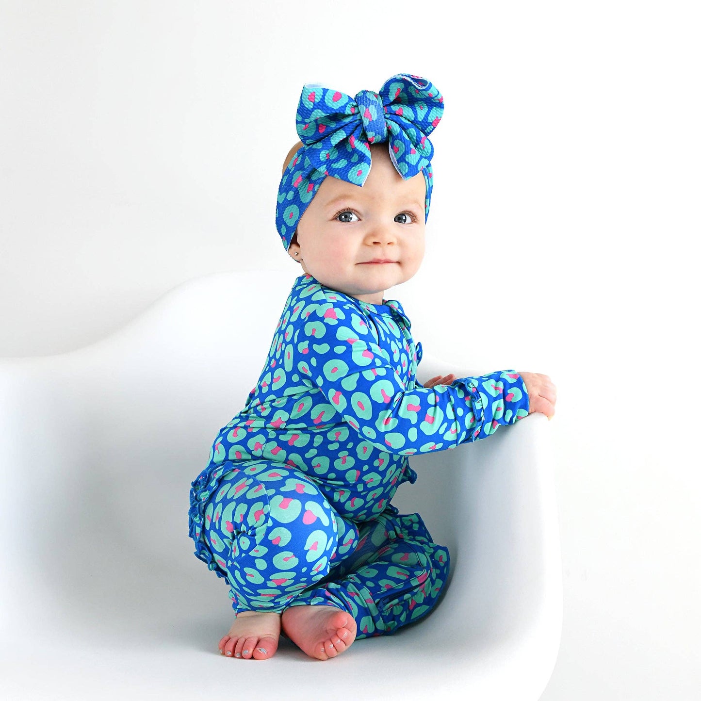 Miley Leopard Ruffle Zip Bamboo Baby Sleepies Little