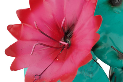 Blooming Metal Prickly Cactus-Garden-Yard Art-8x8x17H inches