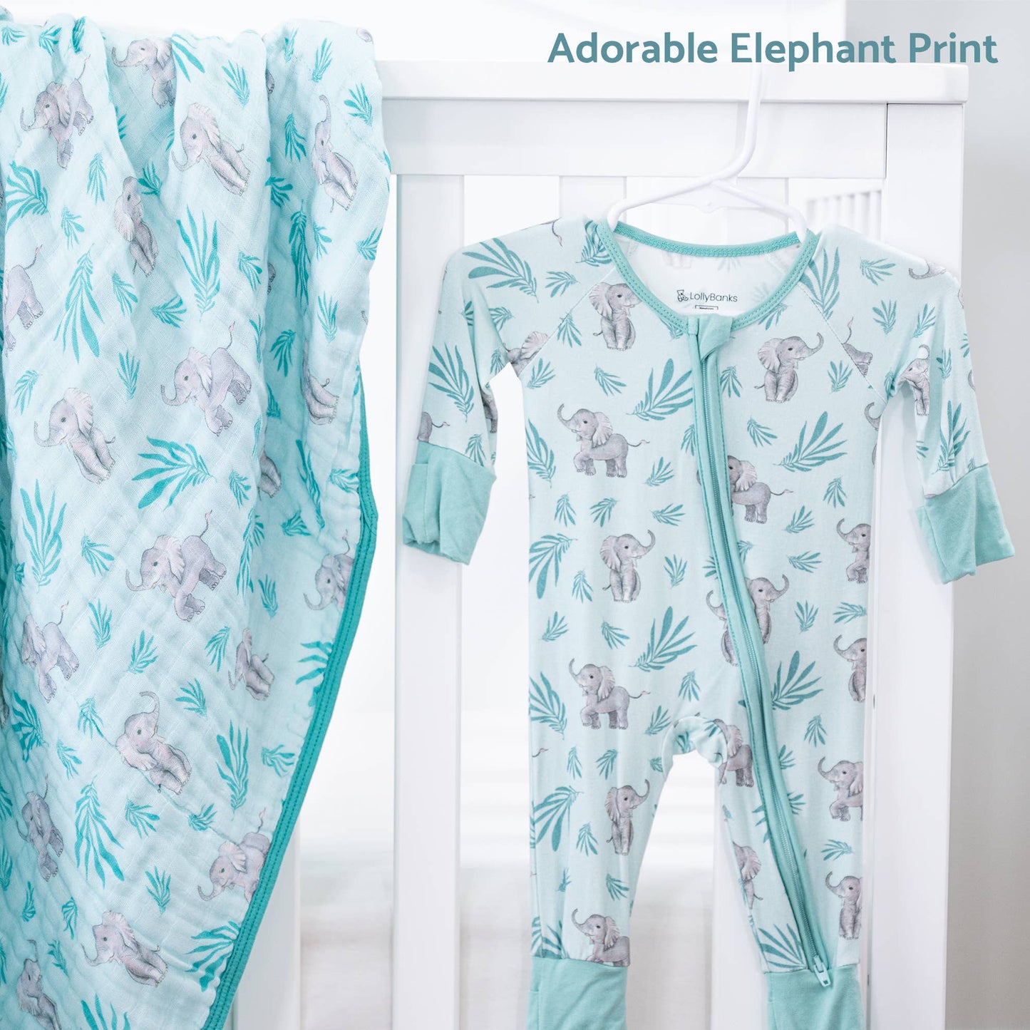 Bamboo Baby Convertible Zipper Pajamas - Elephant