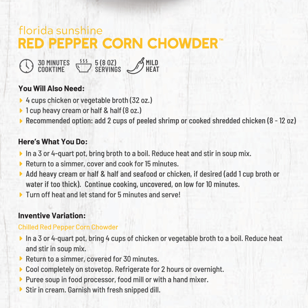 Florida Sunshine Red Pepper Corn Chowder