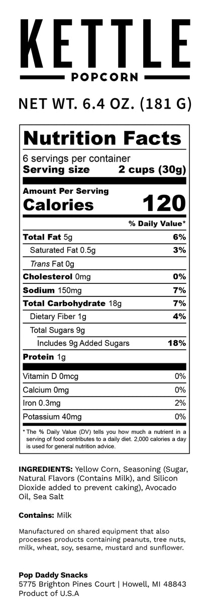 Pop Daddy – Premium Kettle Corn Flavored Popcorn 6.4oz