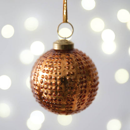Hobnail Mercury Glass Ornament - Copper