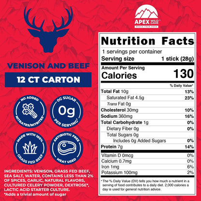 Venison & Grass Fed Beef Snack Sticks -