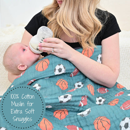 Little Athlete Sporty Theme Baby Muslin Swaddle Blanket